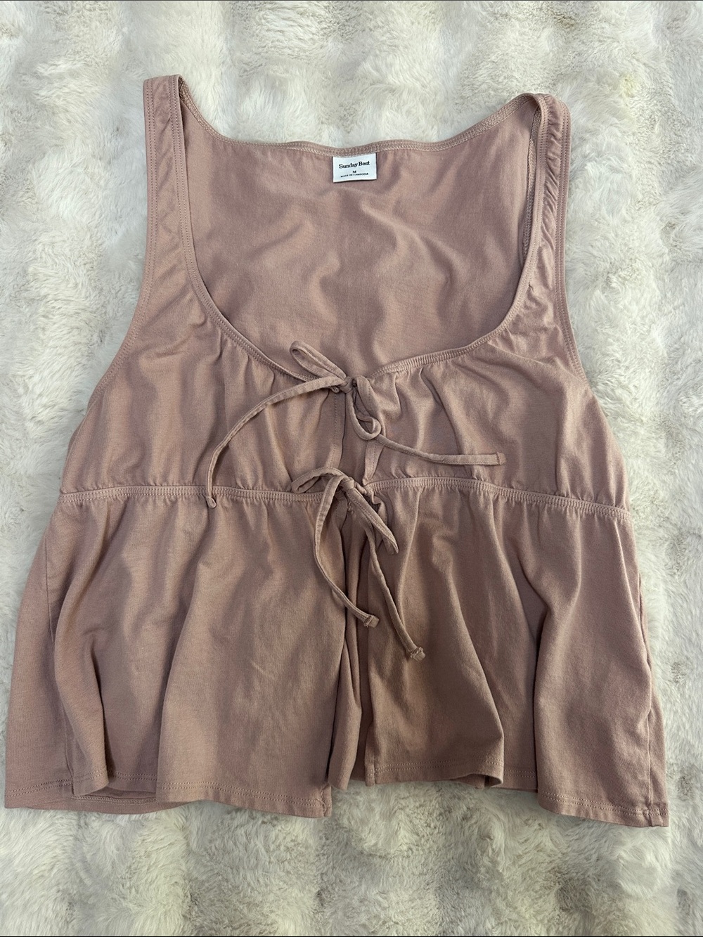 Sunday Best Dusty Mauve Tie-Front Peplum Tank